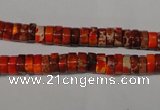 CDI733 15.5 inches 3*6mm heishi dyed imperial jasper beads