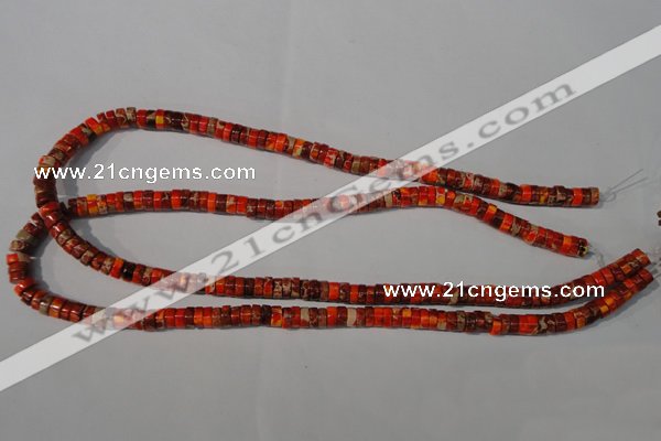 CDI733 15.5 inches 3*6mm heishi dyed imperial jasper beads