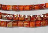 CDI735 15.5 inches 6*6mm tube dyed imperial jasper beads