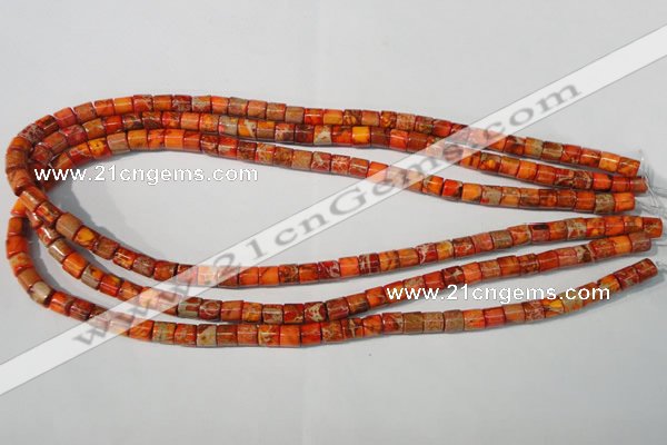 CDI735 15.5 inches 6*6mm tube dyed imperial jasper beads