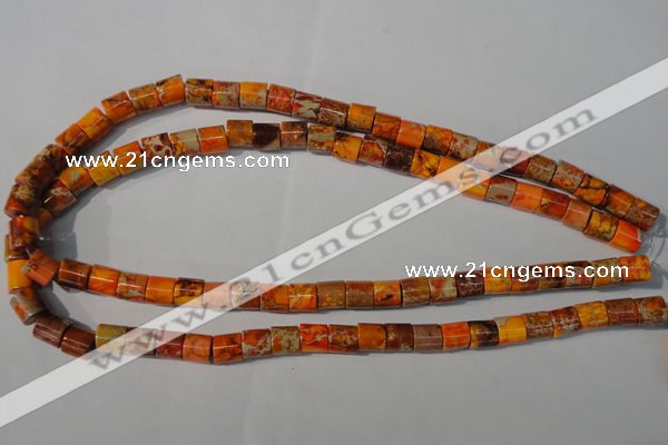 CDI737 15.5 inches 8*8mm tube dyed imperial jasper beads