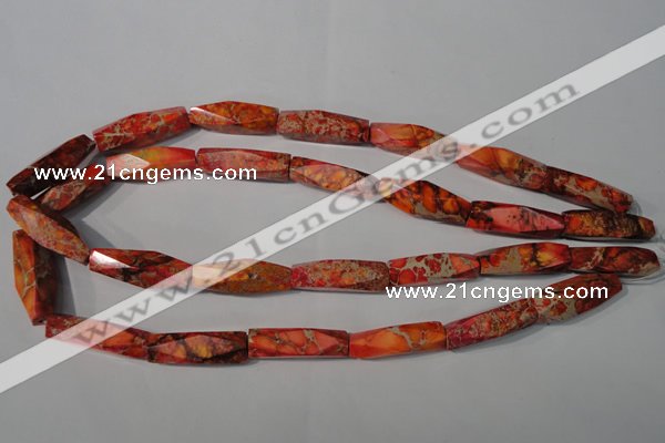 CDI744 15.5 inches 8*30mm faceted rice dyed imperial jasper beads