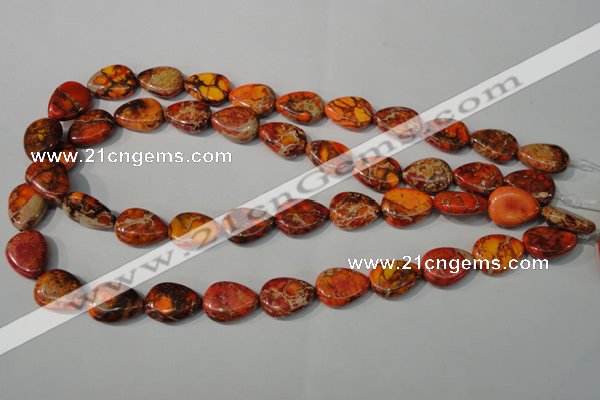 CDI754 15.5 inches 13*18mm flat teardrop dyed imperial jasper beads