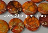 CDI757 15.5 inches 18mm flat round dyed imperial jasper beads