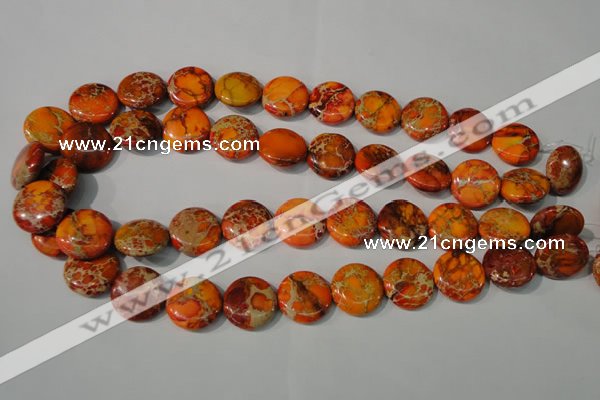 CDI757 15.5 inches 18mm flat round dyed imperial jasper beads