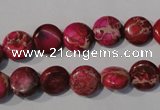 CDI785 15.5 inches 10mm flat round dyed imperial jasper beads