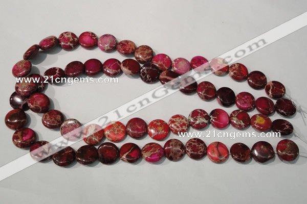 CDI786 15.5 inches 14mm flat round dyed imperial jasper beads