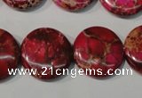 CDI787 15.5 inches 20mm flat round dyed imperial jasper beads