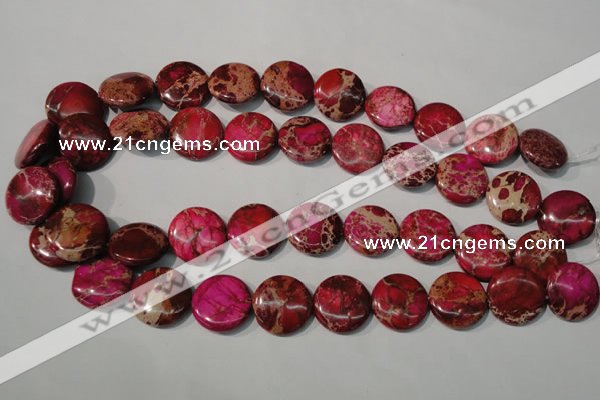 CDI787 15.5 inches 20mm flat round dyed imperial jasper beads