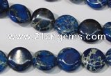 CDI906 15.5 inches 12mm flat round dyed imperial jasper beads