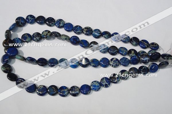 CDI906 15.5 inches 12mm flat round dyed imperial jasper beads