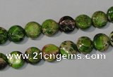 CDI935 15.5 inches 8mm flat round dyed imperial jasper beads