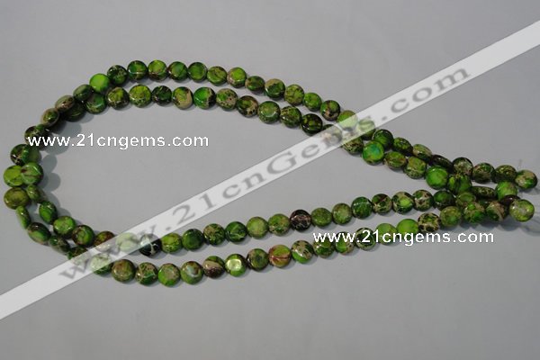 CDI935 15.5 inches 8mm flat round dyed imperial jasper beads