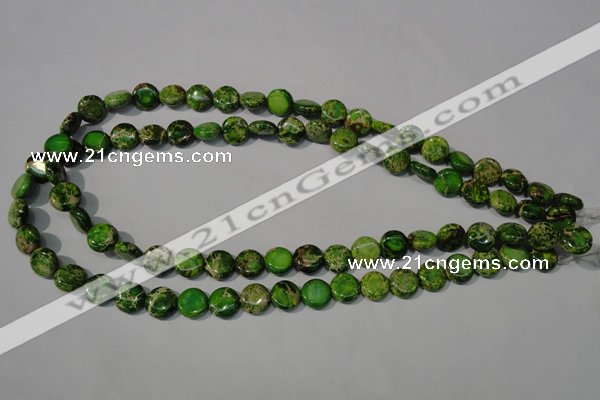 CDI936 15.5 inches 10mm flat round dyed imperial jasper beads