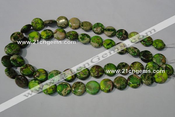 CDI937 15.5 inches 16mm flat round dyed imperial jasper beads