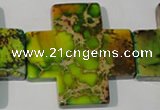 CDI954 15.5 inches 45*45mm cross dyed imperial jasper beads