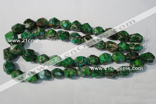 CDI964 15.5 inches 14*17mm faceted nuggets dyed imperial jasper beads