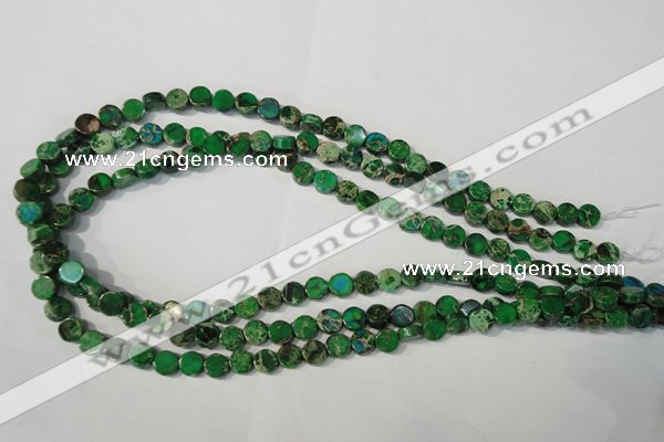 CDI970 15.5 inches 7mm flat round dyed imperial jasper beads