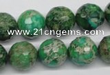 CDI98 16 inches 14mm faceted round dyed imperial jasper beads wholesale