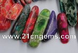 CDI987 15.5 inches 8*22mm - 10*38mm dyed imperial jasper chips beads