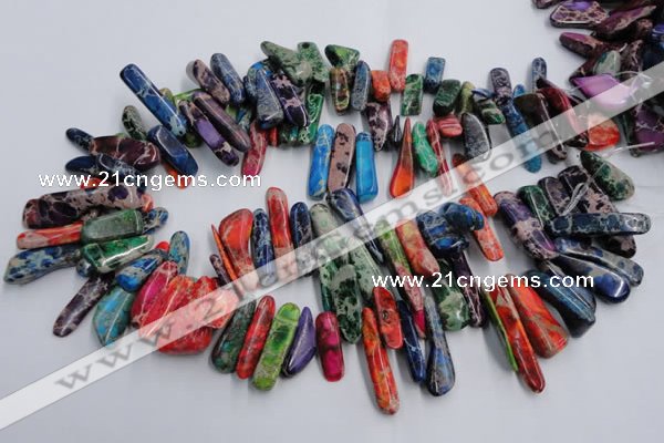 CDI987 15.5 inches 8*22mm - 10*38mm dyed imperial jasper chips beads