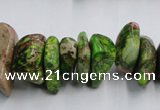 CDI989 15.5 inches 6*18mm - 10*22mm dyed imperial jasper chips beads