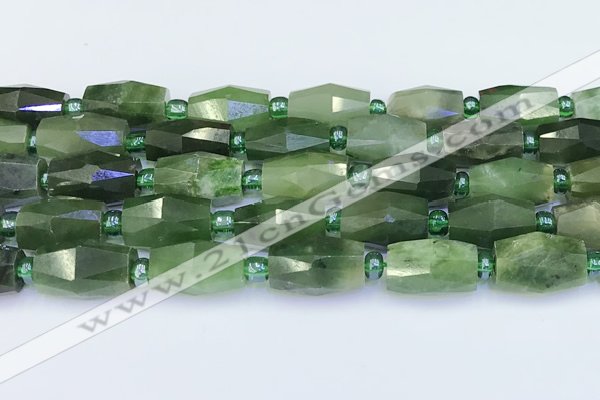 CDJ412 15.5 inches 8*14 - 9*14mm faceted freeform Canadian jade beads