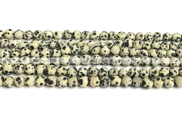 CDM105 15 inches 4mm round matte dalmatian jasper beads