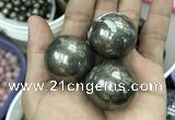 CDN10 30mm round pyrite gemstone decorations wholesale