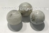 CDN1034 30mm round black rutilated quartz decorations wholesale
