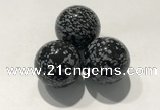 CDN1061 30mm round snowflake obsidian decorations wholesale