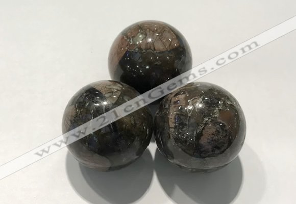 CDN1066 30mm round grey opal decorations wholesale