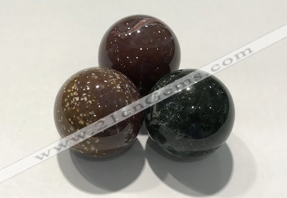 CDN1091 30mm round Indian agate decorations wholesale