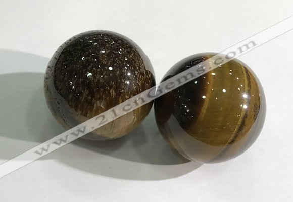 CDN1235 40mm round yellow tiger eye decorations wholesale