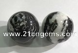 CDN1276 40mm round black & white jasper decorations wholesale