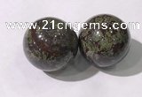 CDN1288 40mm round dragon blood jasper decorations wholesale