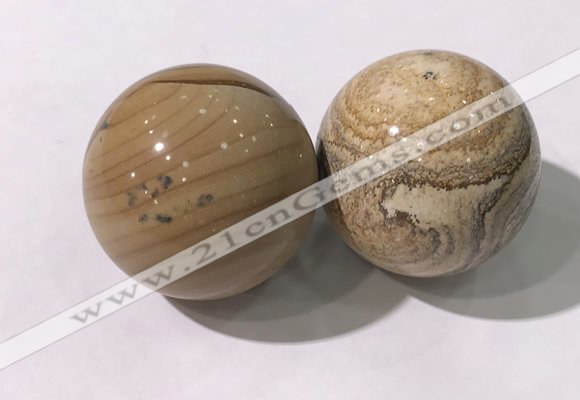 CDN1298 40mm round picture jasper decorations wholesale