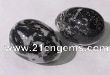 CDN1393 35*45mm egg-shaped black & white jasper decorations wholesale