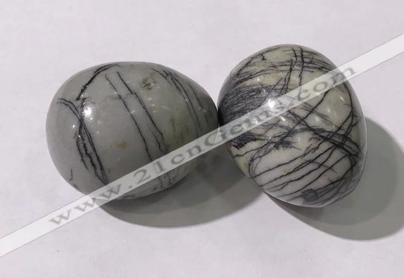 CDN1401 35*45mm egg-shaped net jasper decorations wholesale