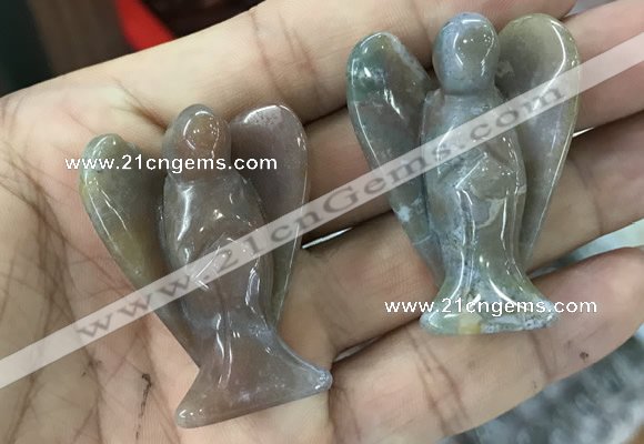 CDN476 30*40mm angel Indian agate decorations wholesale