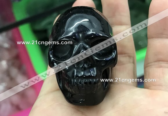 CDN554 35*50*40mm skull black agate decorations wholesale