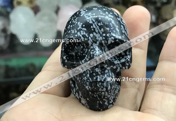 CDN555 35*50*40mm skull snowflake obsidian decorations wholesale