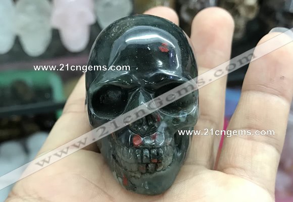 CDN557 35*50*40mm skull blood jasper decorations wholesale