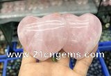 CDN591 50*90mm double heart rose quartz decorations wholesale