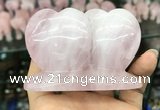 CDN594 50*75mm double heart rose quartz decorations wholesale