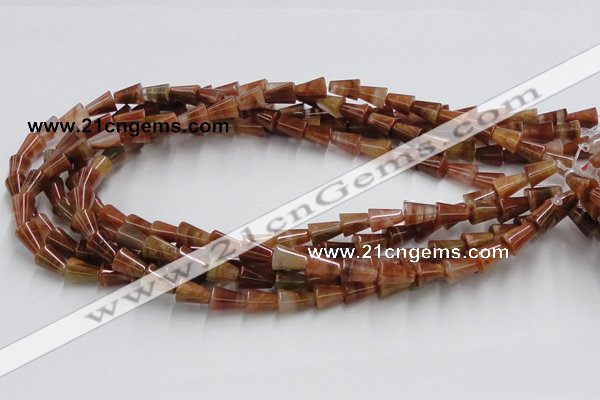 CDQ05 15.5 inches 8*11mm trumpet-shaped natural red quartz beads