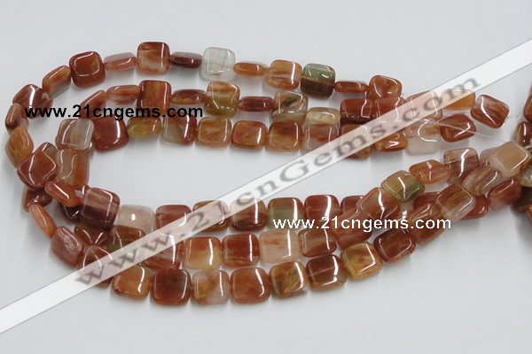 CDQ07 15.5 inches 14*14mm square natural red quartz beads wholesale