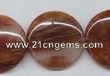 CDQ26 15.5 inches 30mm flat round natural red quartz beads