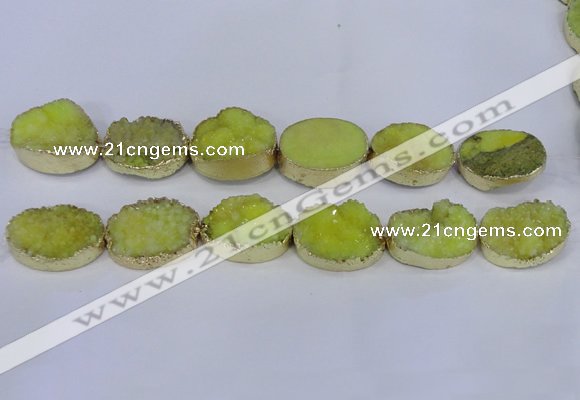 CDQ501 20*30mm - 22*30mm oval druzy quartz beads wholesale