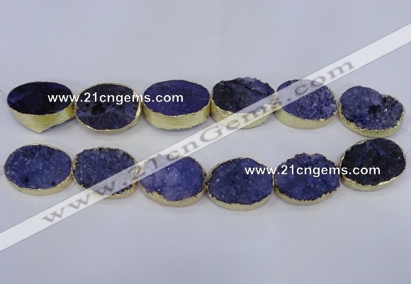 CDQ502 20*30mm - 22*30mm oval druzy quartz beads wholesale